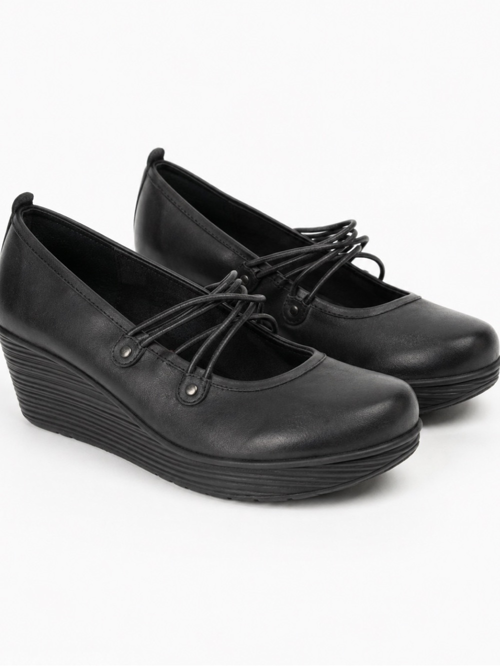 TARA M. Maggie Mary Jane Wedge Shoes Women’s Size 10 Black Leather Comfort